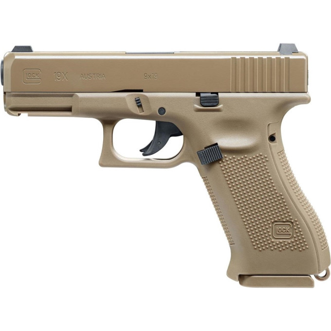 Пистолет пневматический UMAREX GLOCK 19X калибр 4,5мм метал, цвет песок, BB 5.8368